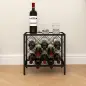Botellero Vino para 10 Botellas con Encimera de Vidrio Templado y Marco de Acero para Salón Comedor 41x22x41 cm Negro