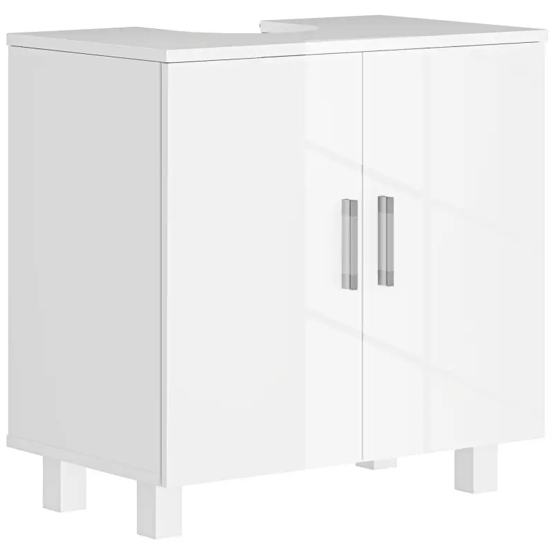 Mueble para Debajo del Lavabo con 2 Puertas 2 Estantes y Sistema Antivuelco para Cuarto Baño 60x35x60 cm Blanco