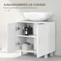 Mueble para Debajo del Lavabo con 2 Puertas 2 Estantes y Sistema Antivuelco para Cuarto Baño 60x35x60 cm Blanco