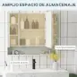 Armario de Baño con Espejo 3 Puertas Estante Ajustable y Compartimento 90x15x75 cm Blanco