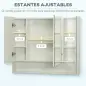 Armario de Baño con Espejo 3 Puertas Estante Ajustable y Compartimento 90x15x75 cm Blanco