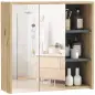 Armario de Baño con Espejo Armario con Espejo para Baño con Estantes Estilo Moderno 60x20x60 cm Madera Natural