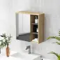 Armario de Baño con Espejo Armario con Espejo para Baño con Estantes Estilo Moderno 60x20x60 cm Madera Natural