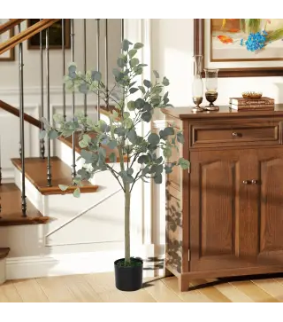 Planta Artificial Decorativa de 150 cm Eucaliptus Sintético con 230 Hojas en Maceta para Interior Verde