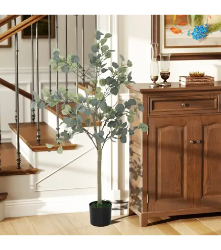 Planta Artificial Decorativa de 150 cm Eucaliptus Sintético con 230 Hojas en Maceta para Interior Verde