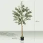 Planta Artificial Decorativa de 150 cm Árbol de Olivo con 720 Hojas y 32 Aceitunas en Maceta para Interior Verde
