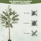 Planta Artificial Decorativa de 150 cm Árbol de Olivo con 720 Hojas y 32 Aceitunas en Maceta para Interior Verde