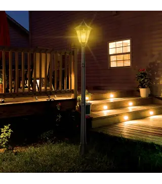 Farola Solar Luz Solar de Exterior con Panel Solar Encendido y Apagado Automático IP44 22x22x194 cm Negro