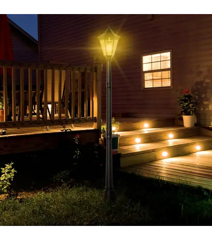 Farola Solar Luz Solar de Exterior con Panel Solar Encendido y Apagado Automático IP44 22x22x194 cm Negro