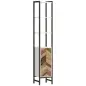 Armario Alto de Baño con 3 Estantes Abiertos 1 Puerta y Estante Ajustable Anti-vuelco 30x30x170 cm Blanco y Nogal