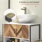 Mueble bajo Lavabo con 2 Puertas y Compartimento Abierto para Lavabo con o sin Pedestal 80x40x60 cm Crema y Nogal