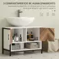 Mueble bajo Lavabo con 2 Puertas y Compartimento Abierto para Lavabo con o sin Pedestal 80x40x60 cm Crema y Nogal