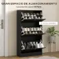Mueble Zapatero Moderno con 3 Cajones Abatibles y Estantes Ajustables para 18 Pares de Zapatos 60x23,5x115 cm Negro
