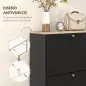 Mueble Zapatero Moderno con 3 Cajones Abatibles y Estantes Ajustables para 18 Pares de Zapatos 60x23,5x115 cm Negro