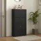 Mueble Zapatero Moderno con 3 Cajones Abatibles y Estantes Ajustables para 18 Pares de Zapatos 60x23,5x115 cm Negro