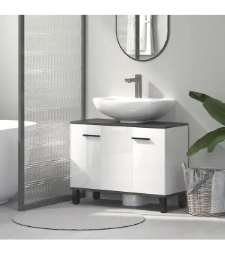 Mueble bajo Lavabo con 2 Puertas y Estantes Ajustables para Lavabo con o sin Pedestal 80x34x60 cm Blanco