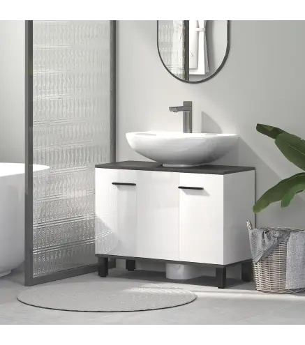 Mueble bajo Lavabo con 2 Puertas y Estantes Ajustables para Lavabo con o sin Pedestal 80x34x60 cm Blanco