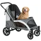 Carrito para Perros Plegable con Ventanas de Malla Cojín Lavable Correas de Seguridad 124x67x100 cm Gris Oscuro