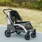Carrito para Perros Plegable con Ventanas de Malla Cojín Lavable Correas de Seguridad 124x67x100 cm Gris Oscuro