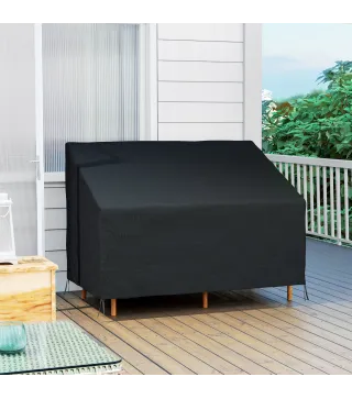 Funda para Banco de Jardín de 2 Plazas Tela Oxford 600D con Recubrimiento Impermeable para Patio Terraza 140x84x56/94 cm