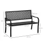 Banco de Jardín de Acero Banco de 2 Plazas con Respaldo Decorativo para Terraza Patio 127x63x83 cm Negro