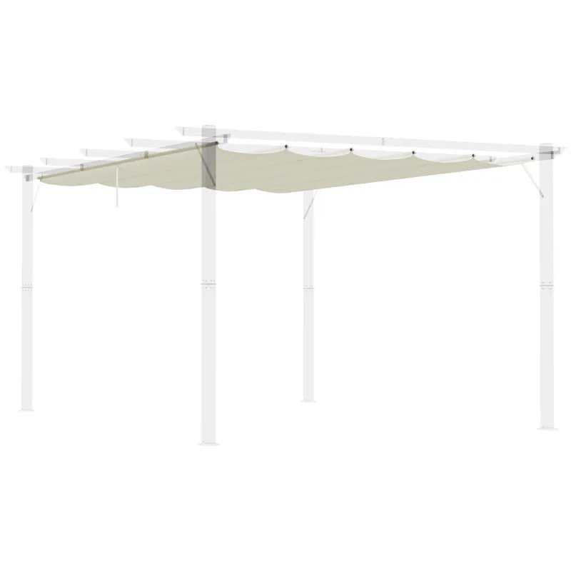 Cubierta para Techo Retráctil de 3,5x2,6m para Pérgola 4x3 Tela de Repuesto con 10 Orificios de Drenaje Crema Cubierta para Techo Retráctil de 3,5x2,6m para Pérgola 4x3 Tela de Repuesto con 10 Orificios de Drenaje Crema