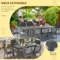 Juegos de Comedor de Jardín con Marco de Aluminio Mesa Extensible y 8 Sillas Apilables para Terraza Patio Gris