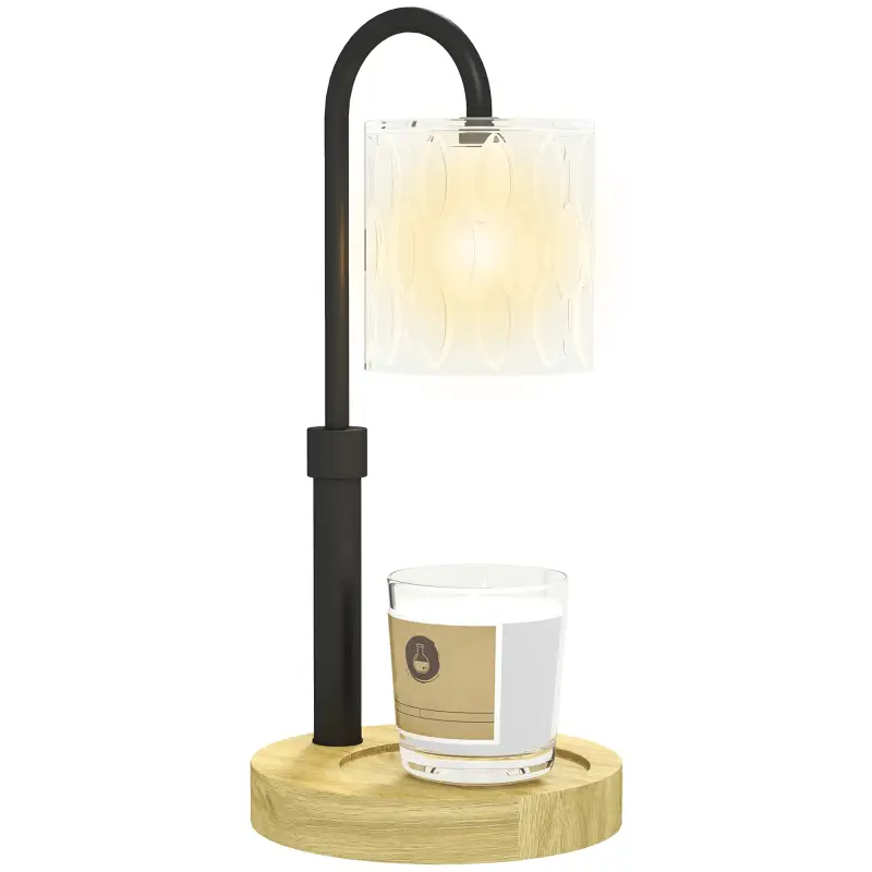 Lámpara Calefactora de Velas con Base Pantalla de Vidrio y Varilla Negra Ø15x32,5 cm para Dormitorio Salón Multicolor