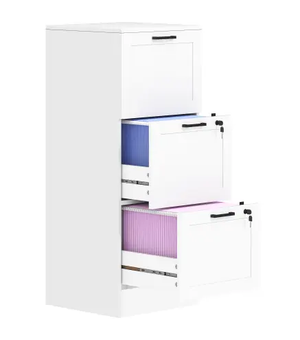 Mueble Archivador con 3 Cajones Cajonera para Escritorio con Rieles Colgantes Ajustables para A4 y Carta Blanco