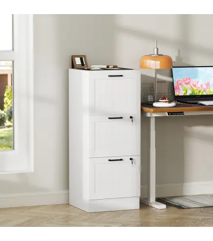 Mueble Archivador con 3 Cajones Cajonera para Escritorio con Rieles Colgantes Ajustables para A4 y Carta Blanco