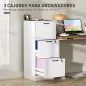 Mueble Archivador con 3 Cajones Cajonera para Escritorio con Rieles Colgantes Ajustables para A4 y Carta Blanco