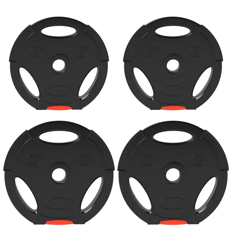 Juego de Discos Pesas de 4 Piezas 2x5 kg 2x7,5 kg con Orificios de 2,5 cm para Entrenamiento Fitness en Hogar Negro