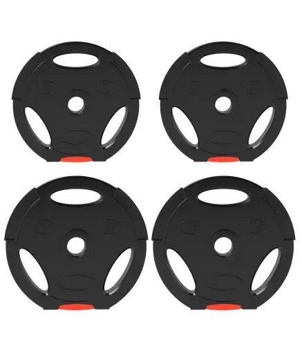 Juego de Discos Pesas de 4 Piezas 2x5 kg 2x7,5 kg con Orificios de 2,5 cm para Entrenamiento Fitness en Hogar Negro