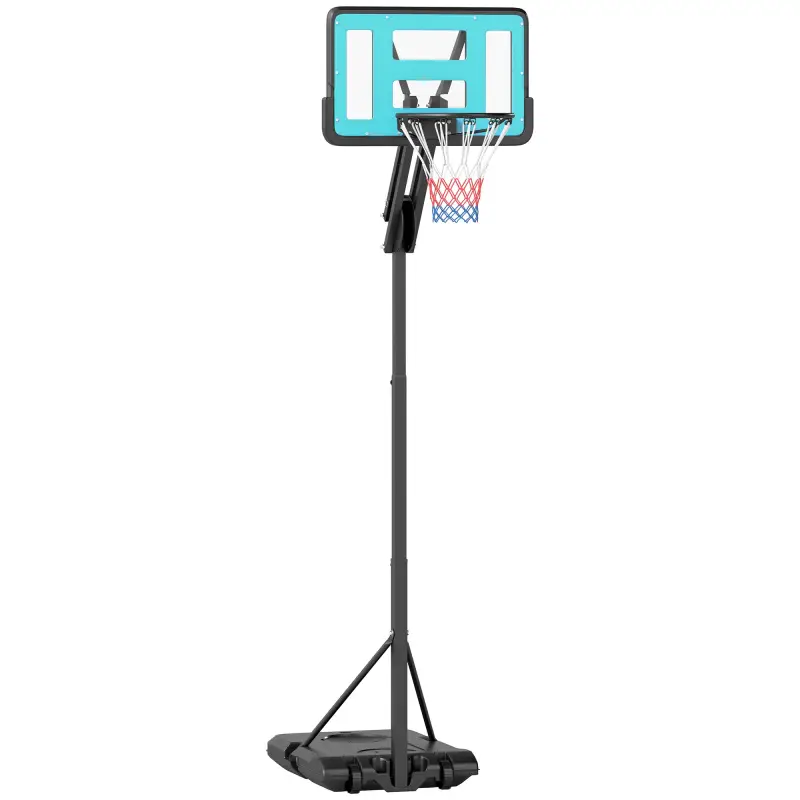Canasta de Baloncesto Ajustable de 146-236 cm con Ruedas y Base Rellenable con Agua o Arena Tablero Irrompible Negro