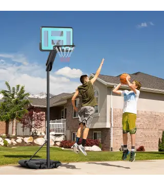 Canasta de Baloncesto Ajustable de 146-236 cm con Ruedas y Base Rellenable con Agua o Arena Tablero Irrompible Negro