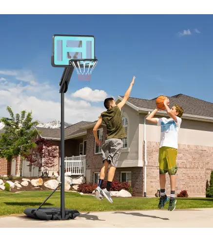 Canasta de Baloncesto Ajustable de 146-236 cm con Ruedas y Base Rellenable con Agua o Arena Tablero Irrompible Negro