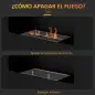 Chimenea de Bioetanol de Pared con Tanque de 0,9 L Tiempo de Combustión 3,3H para Interiores 15-20 m² 66x16x52 cm Negro