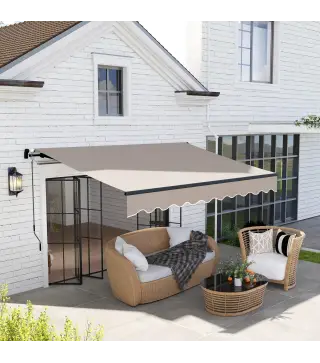 Toldo Retráctil de Aluminio para Ventanas y Puertas con Protección UV30+ y Inclinación Ajustable 360x220 cm Crema