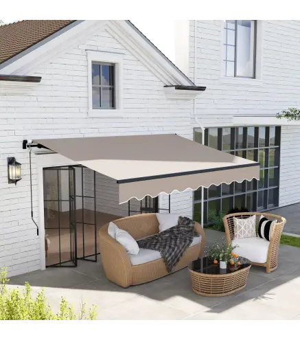 Toldo Retráctil de Aluminio para Ventanas y Puertas con Protección UV30+ y Inclinación Ajustable 360x220 cm Crema