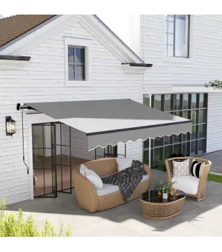 Toldo Retráctil de Aluminio para Ventanas y Puertas con Protección UV30+ y Inclinación Ajustable 360x220 cm Gris