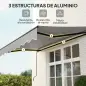 Toldo Retráctil de Aluminio para Ventanas y Puertas con Protección UV30+ y Inclinación Ajustable 360x220 cm Gris