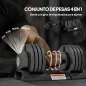 Mancuerna Ajustable 4 en 1 20 kg Ajuste Rápido de Peso con Base de Almacenaje Mango Antideslizante para Gimnasio en Casa