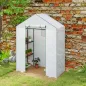 Invernadero de Exterior con 6 Estantes Puerta Enrollable Cubierta de PE y Marco de Acero 143x74x190 cm Blanco