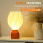 Lámpara de Mesa LED 3D con Diseño de Pétalos Luz Cálida para Mesita de Noche y Escritorio Ø16,5x28 cm Blanco y Teja