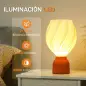 Lámpara de Mesa LED 3D con Diseño de Pétalos Luz Cálida para Mesita de Noche y Escritorio Ø16,5x28 cm Blanco y Teja