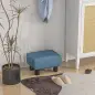 Reposapiés Salón de Tela de Lino Taburete Bajo con Asiento Acolchado Marco de Madera Patas Azul Oscuro Reposapiés Salón de Tela de Lino Taburete Bajo con Asiento Acolchado Marco de Madera Patas Azul Oscuro