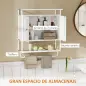 Armario de Pared para Baño Mueble de Baño Suspendido con 2 Puertas Estante Toallero 63x34x75 cm Blanco