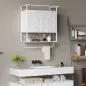 Armario de Pared para Baño Mueble de Baño Suspendido con 2 Puertas Estante Toallero 63x34x75 cm Blanco