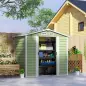 Cobertizo Metálico para Jardín 213x120x166/194 cm con Base Refuerzo Puertas Correderas y Ventilaciones Verde Claro