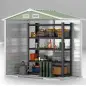 Cobertizo Metálico para Jardín 213x120x166/194 cm con Base Refuerzo Puertas Correderas y Ventilaciones Verde Claro